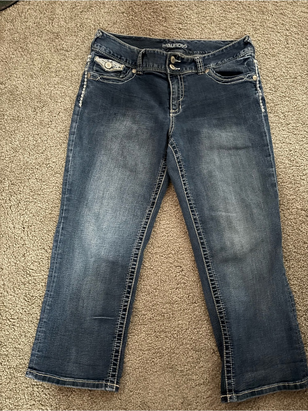 Y2k Vintage Women's Blue Bootcut Jeans with Embellished Back Pockets - Picture 5 of 5